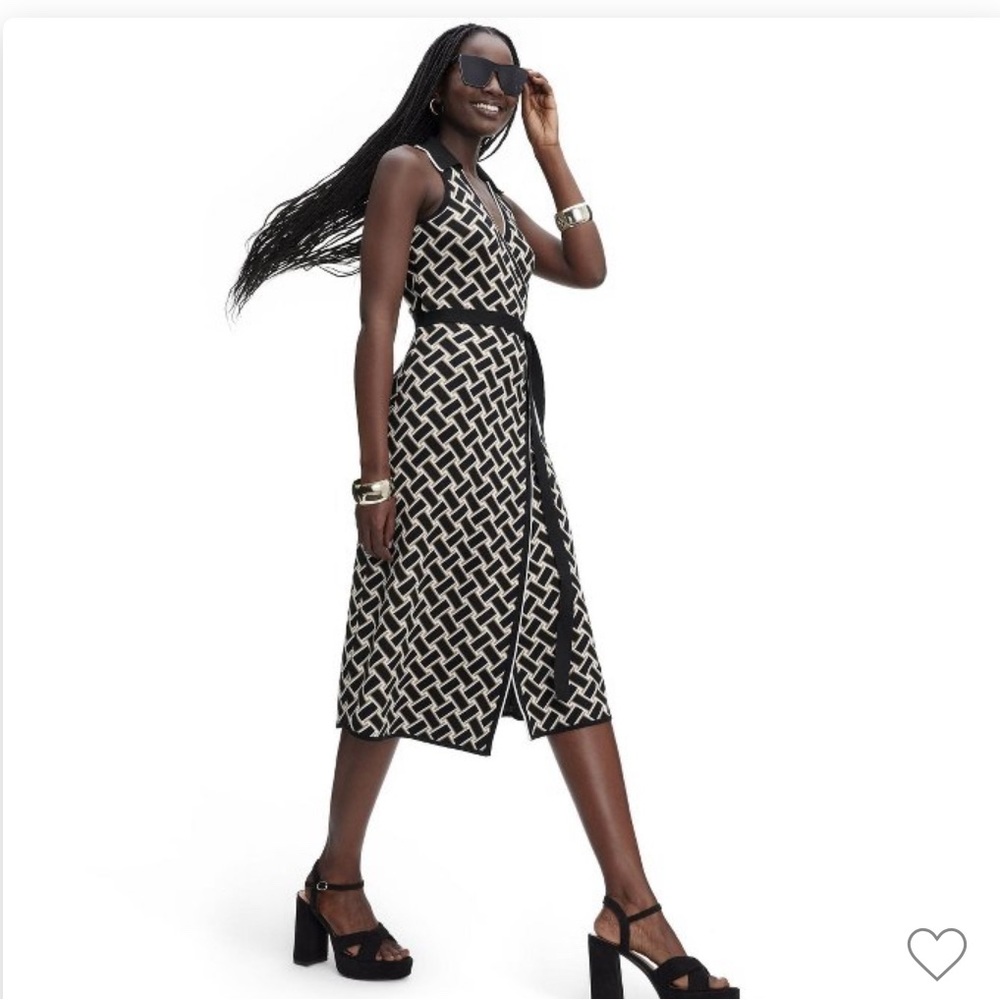 Diane Von Furstenberg collared sleeveless midi wrap dress